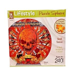 New 3D SPHERE SKULL PUZZLE w Multi-Tattoos 240‎ Pcs Lifestyle BePuzzled #31023